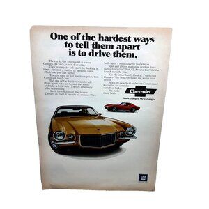 1971 Chevy Camaro and Corvette Original Print Ad
